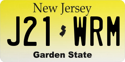 NJ license plate J21WRM