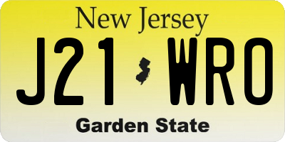NJ license plate J21WRO