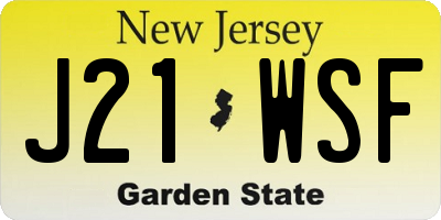 NJ license plate J21WSF