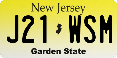 NJ license plate J21WSM