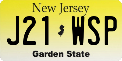 NJ license plate J21WSP