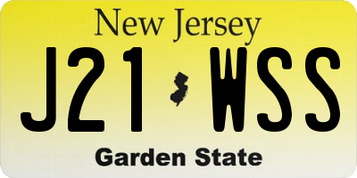 NJ license plate J21WSS