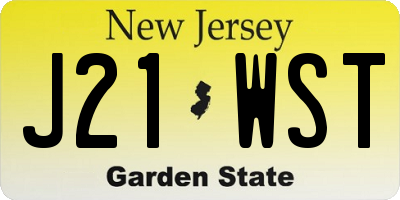 NJ license plate J21WST