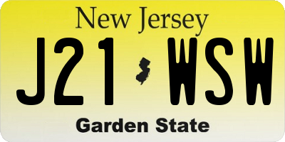 NJ license plate J21WSW