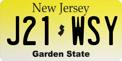 NJ license plate J21WSY