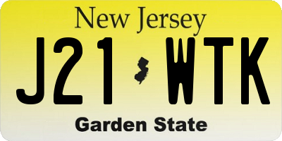 NJ license plate J21WTK