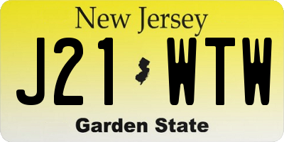NJ license plate J21WTW