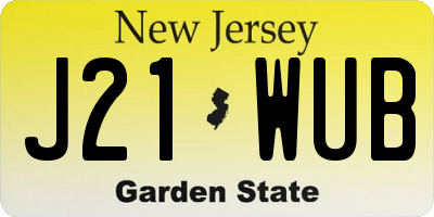 NJ license plate J21WUB