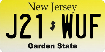 NJ license plate J21WUF