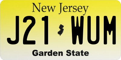 NJ license plate J21WUM