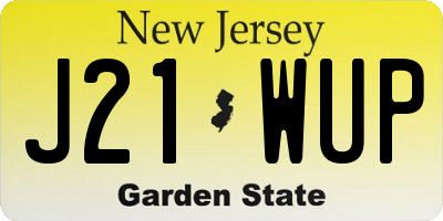 NJ license plate J21WUP
