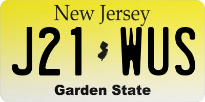 NJ license plate J21WUS