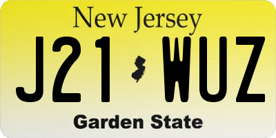 NJ license plate J21WUZ