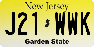 NJ license plate J21WWK