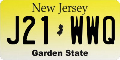 NJ license plate J21WWQ