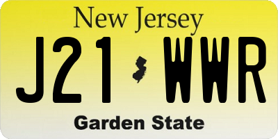 NJ license plate J21WWR