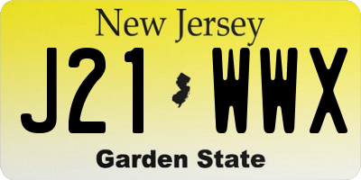 NJ license plate J21WWX