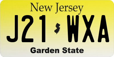 NJ license plate J21WXA