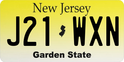 NJ license plate J21WXN