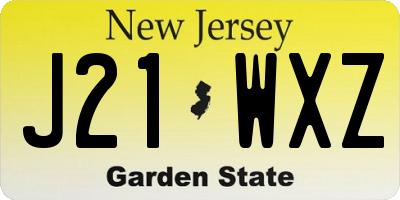 NJ license plate J21WXZ