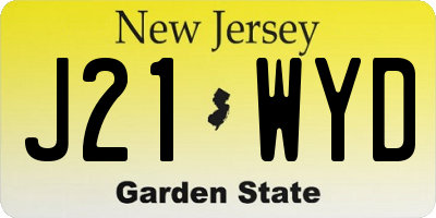 NJ license plate J21WYD