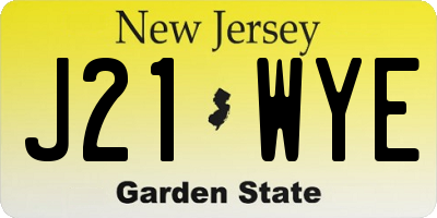 NJ license plate J21WYE
