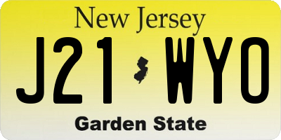 NJ license plate J21WYO