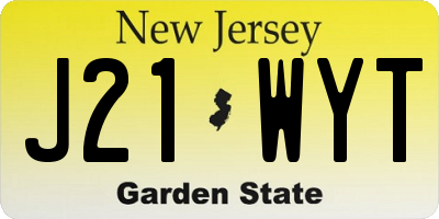 NJ license plate J21WYT
