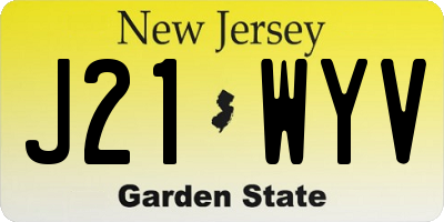 NJ license plate J21WYV