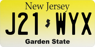 NJ license plate J21WYX