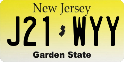 NJ license plate J21WYY
