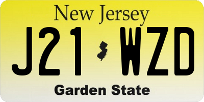 NJ license plate J21WZD