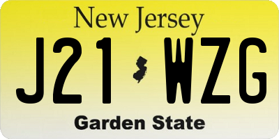 NJ license plate J21WZG