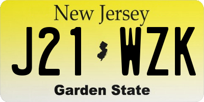 NJ license plate J21WZK