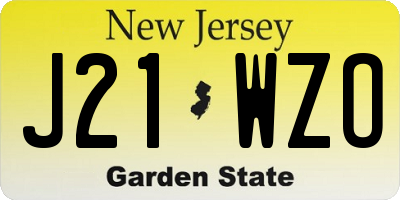 NJ license plate J21WZO
