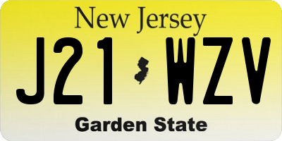 NJ license plate J21WZV