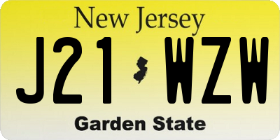 NJ license plate J21WZW