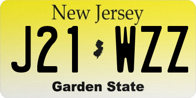 NJ license plate J21WZZ