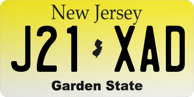 NJ license plate J21XAD