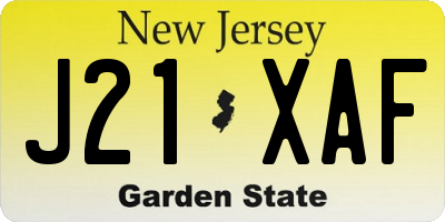 NJ license plate J21XAF