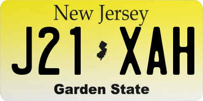 NJ license plate J21XAH