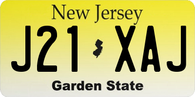 NJ license plate J21XAJ