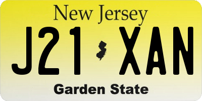 NJ license plate J21XAN