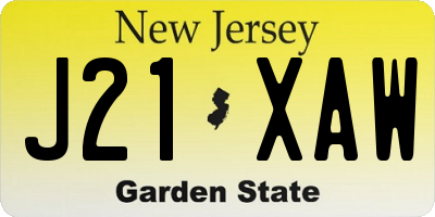 NJ license plate J21XAW