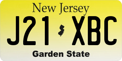 NJ license plate J21XBC