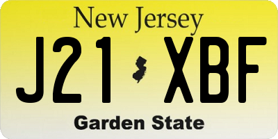 NJ license plate J21XBF