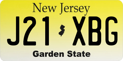 NJ license plate J21XBG