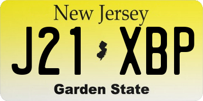 NJ license plate J21XBP