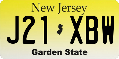 NJ license plate J21XBW