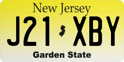 NJ license plate J21XBY